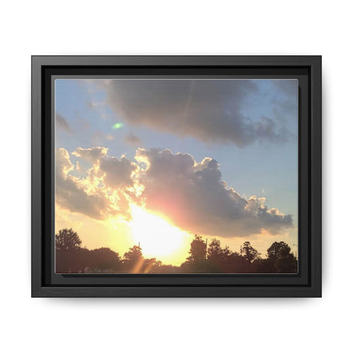 Framed Matte Canvas Sunset Sky Wall Art — Golden Cloud Landscape