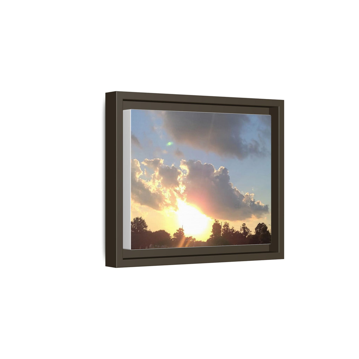Framed Matte Canvas Sunset Sky Wall Art — Golden Cloud Landscape