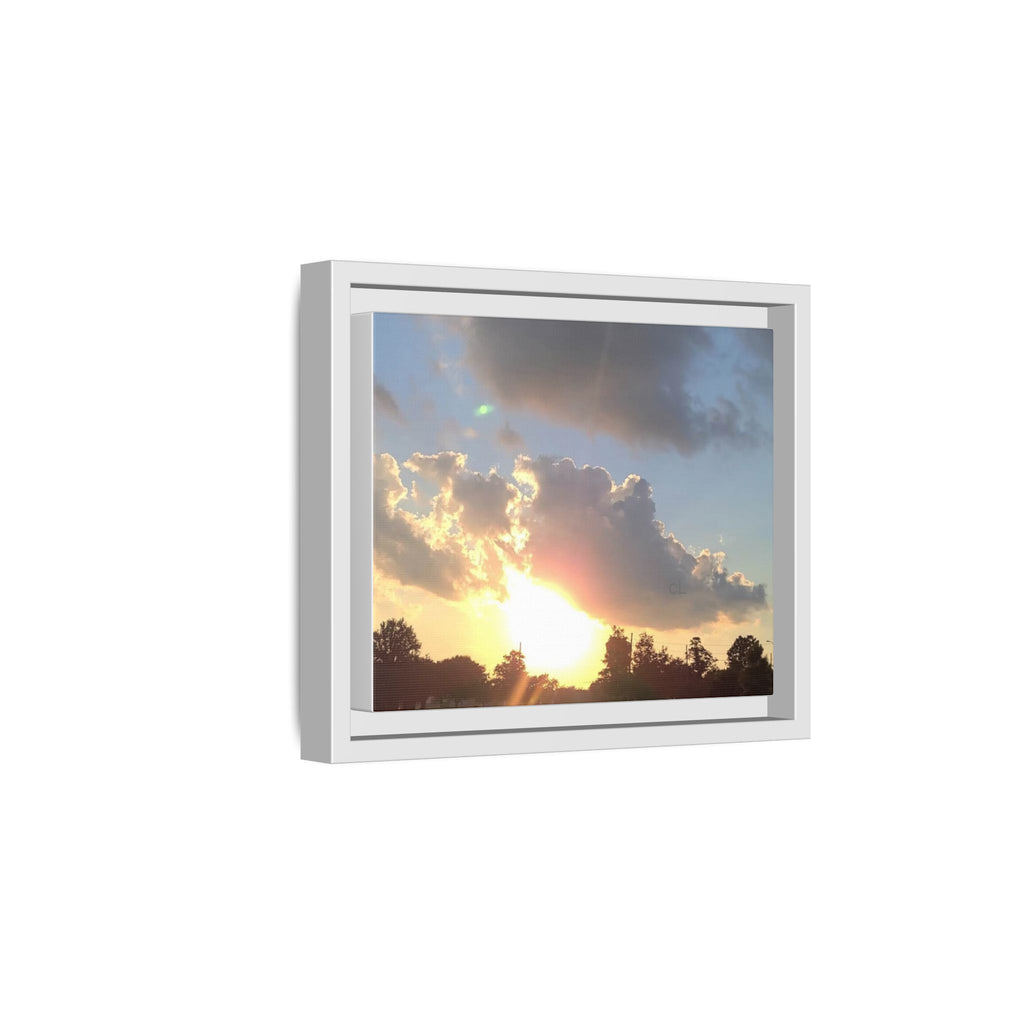 Framed Matte Canvas Sunset Sky Wall Art — Golden Cloud Landscape
